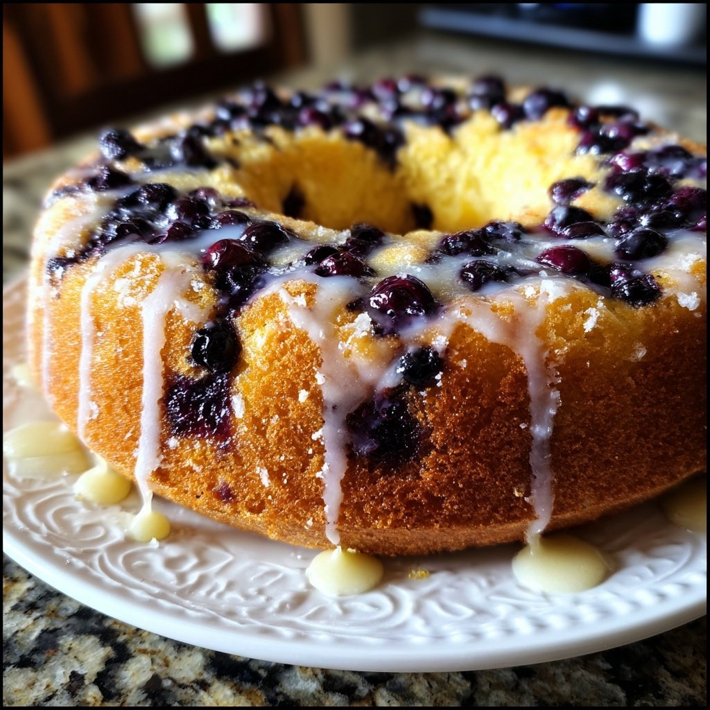 Zitronenkuchen mit Blaubeeren