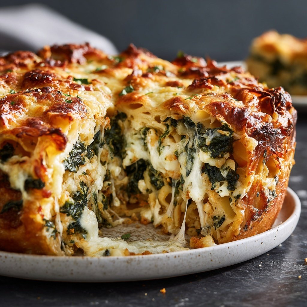 Nudelauflauf mit Spinat und Käse