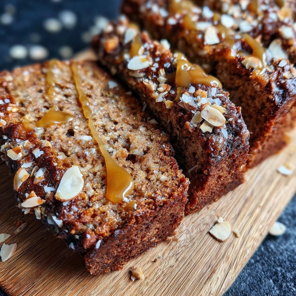 Bananenbrot mit Mandelstückchen und Honig