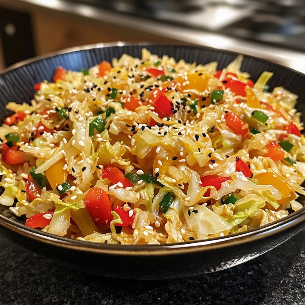 Weißkohl aus dem Wok, asiatisch, vegan