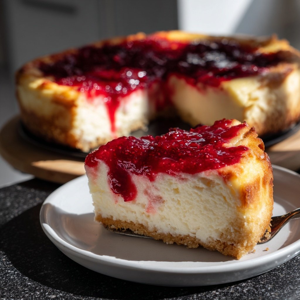 Cheesecake mit Himbeerspiegel