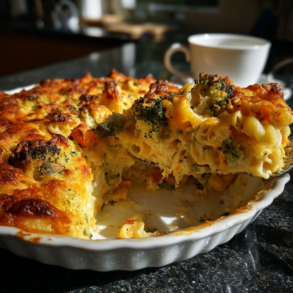 Vegetarischer Nudelauflauf mit Brokkoli