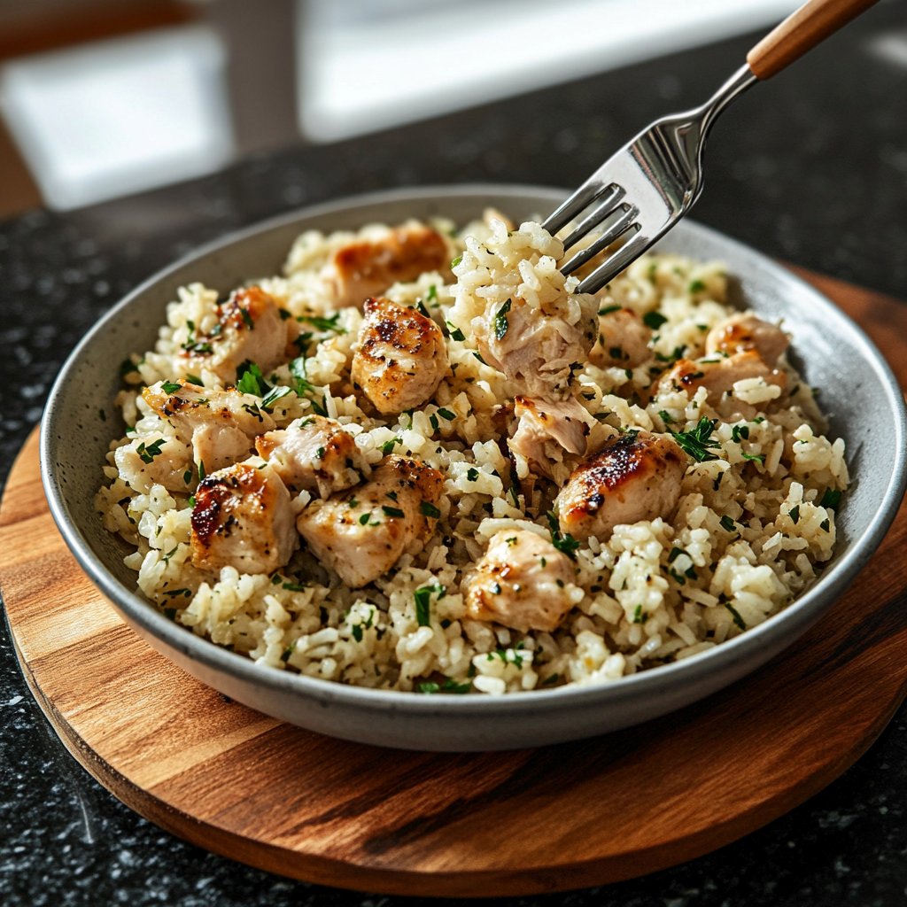High Protein Bowl mit Reis und Hähnchen