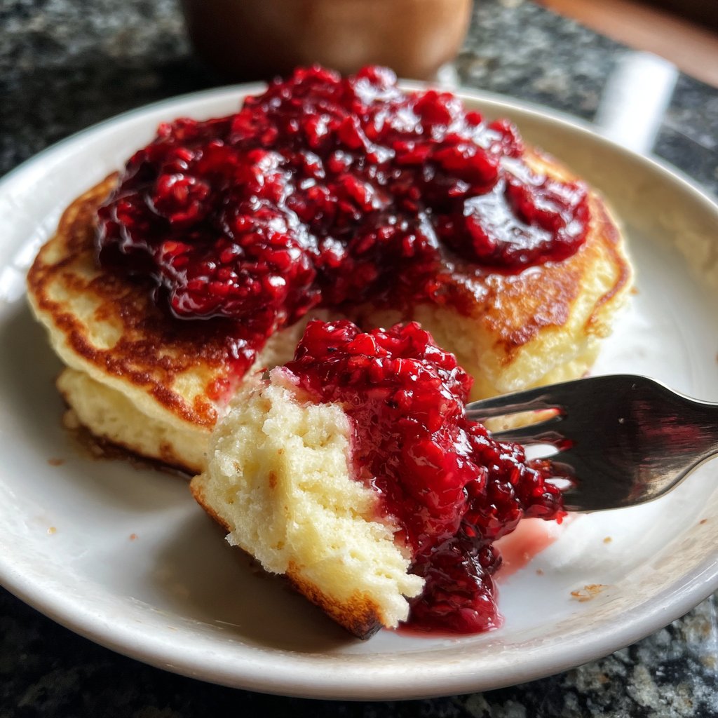 Pfannkuchen mit Himbeerkompott