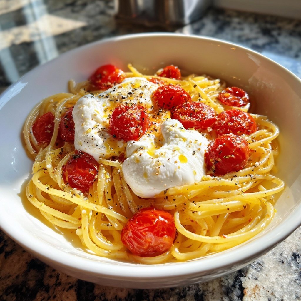 Spaghetti mit Kirschtomaten und Burrata